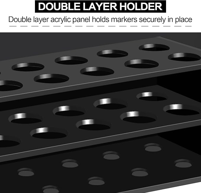 Acrylic Magnetic Dry Erase Marker Holder, 10 Slots Black Magnetic Marker Pen Holder, Magnet Storage for Whiteboard Office, School, Home, Pen, Eraser, Cleaner Not Included, 2PCS