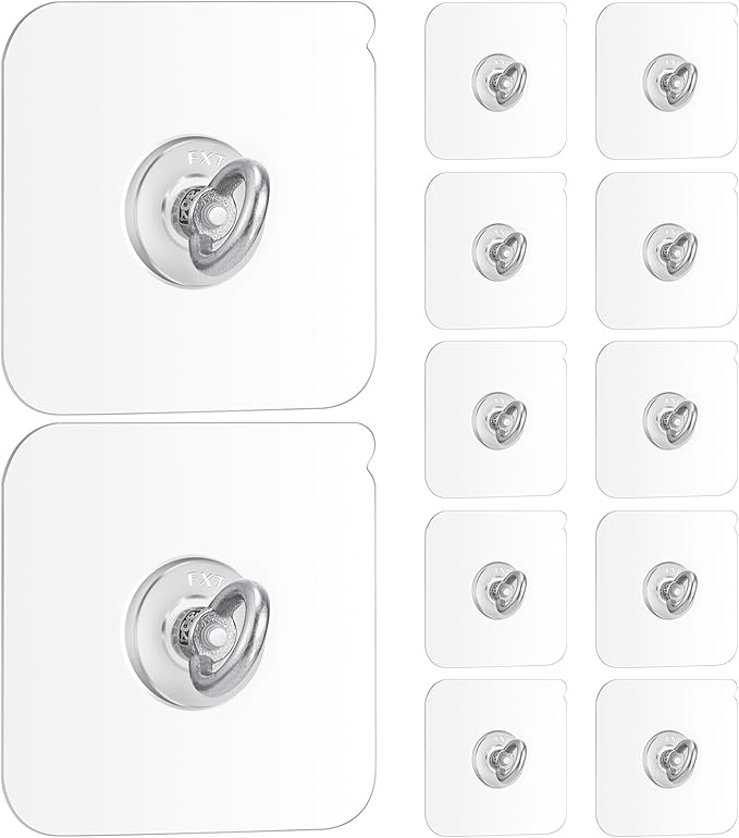 12 Pcs Heavy Duty Adhesive Ceiling Hooks Ceiling Wall Christmas Hooks Hangers Without Nails Practical Stainless Steel Waterproof for Indoor Outdoor Home Office Kitchen Hanging Plant