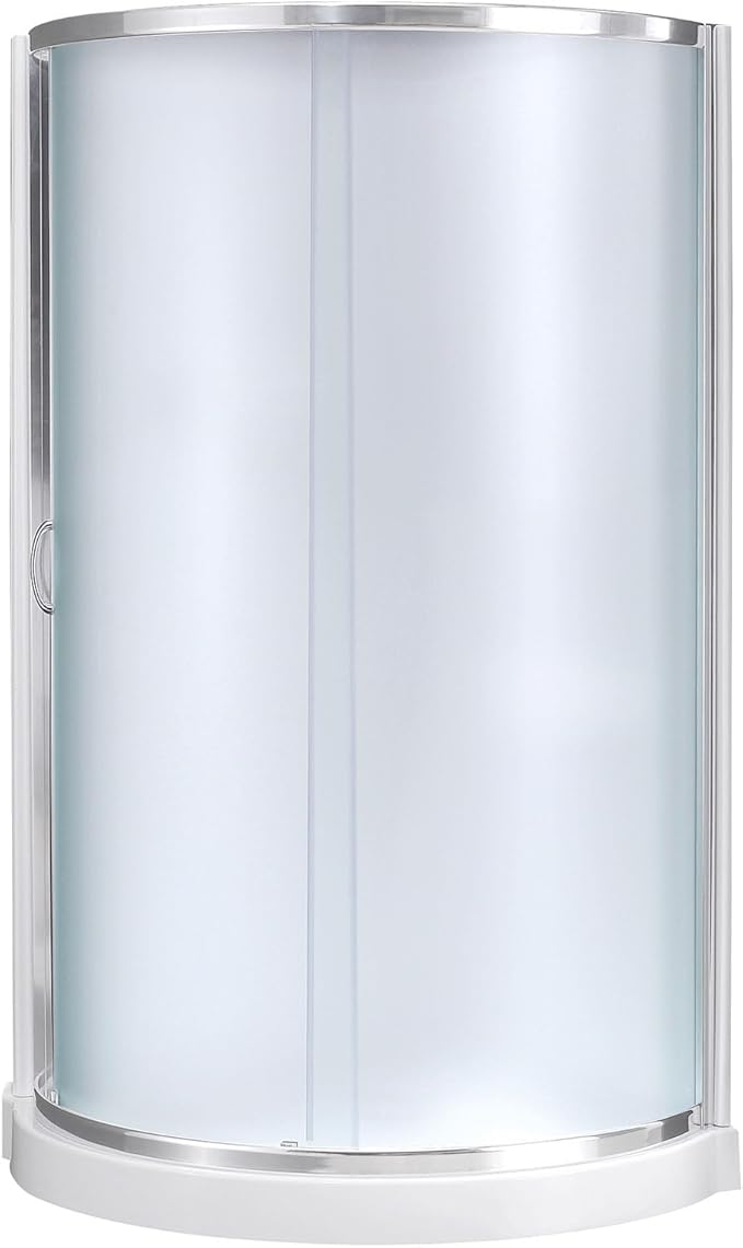 OVE Decors Breeze 32 in. Corner Shower Frosted Sliding Door with Included Base in Chrome Finish