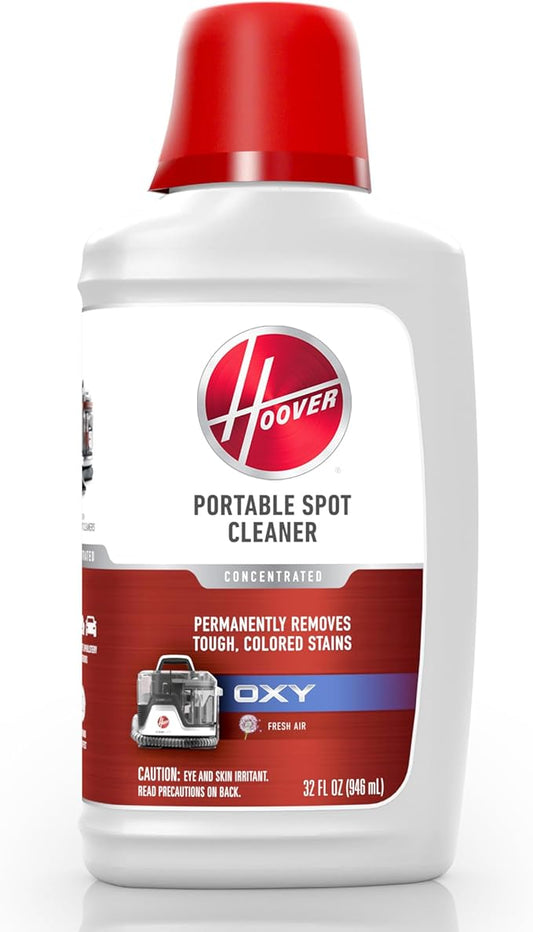Hoover Oxy Portable Spot Cleaner Solution, 32 oz., Fresh Air Scent, Portable Cleaning Solution, Removes Tough Colored Stains from Carpet and Upholstery, Designed for Hoover CleanSlate Spot Cleaners