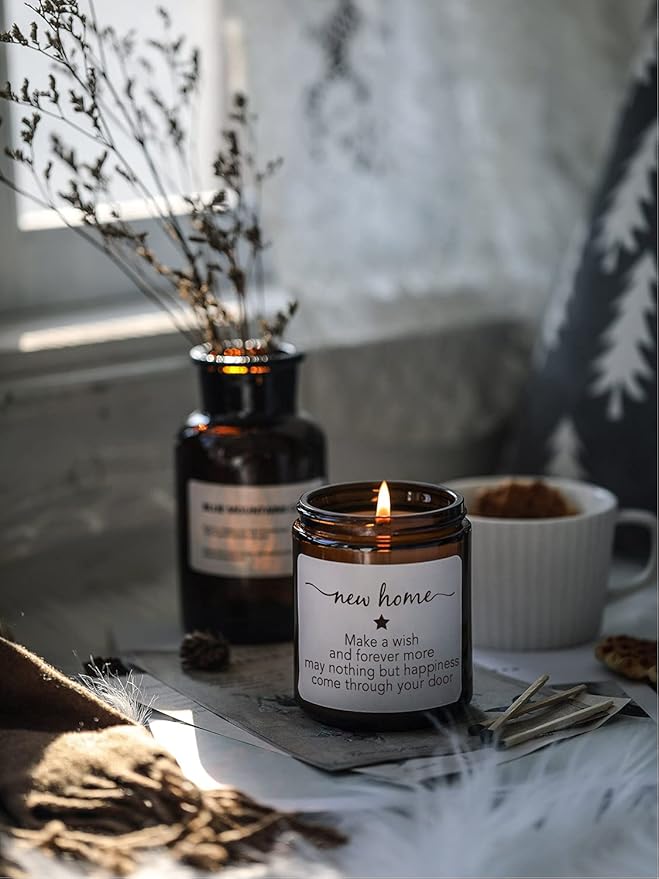 House Warming Gifts New Home,New Home Candle,Gifts for Women,House Warming Gift for Women and Men,Gift for Home Buyers,New Homeowner,Sandalwood & Rose Scented Candle,7oz