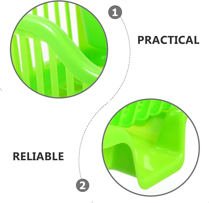 Multifunction Kitchen Cutlery Holder Plastic Tableware Draining Rack with Side Drain Tray for Bowls Plates Milk Bottles Sink Organizer in Green Medium