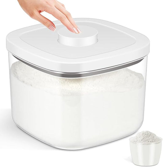 Airtight Rice Container 10 Lbs, Clear Plastic Food Storage Container Bin For Flour Sugar, Dry Food Holder with Easy Locking Lid for Kitchen Pantry Organization and Storage