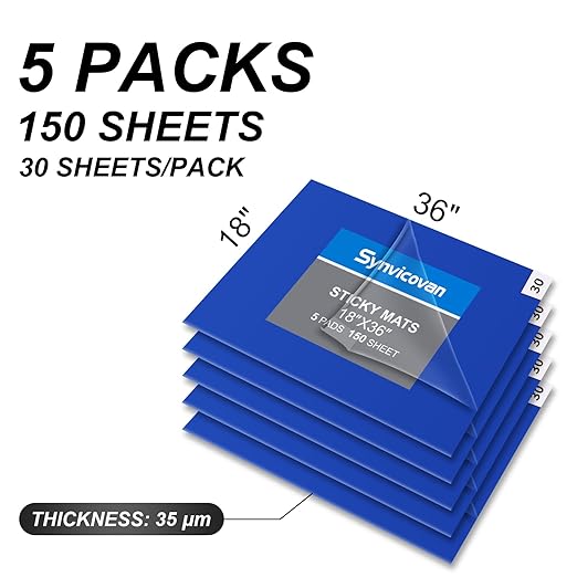 18" x 36" Blue Sticky Mat Tacky Pads Adhesive Floor Mat (5 Packs,150 Sheets,30 Sheets/Pack） for Cleanroom Laboratory Hospital Construction Pets Home Indoor Gymnasium and Workshop