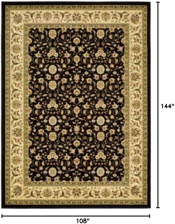 SAFAVIEH Lyndhurst Collection Area Rug - 9' x 12', Black & Ivory, Traditional Oriental Design, Non-Shedding & Easy Care, Ideal for High Traffic Areas in Living Room, Bedroom (LNH316B)