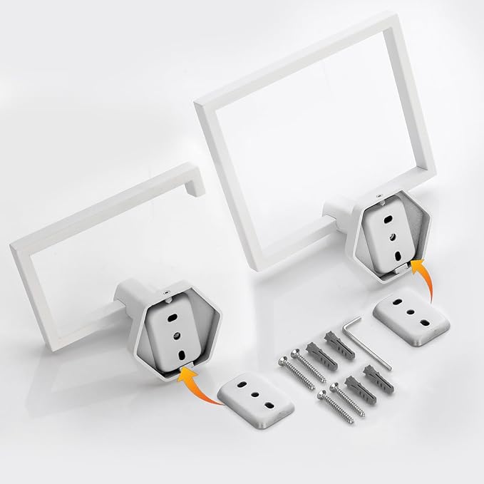 GERZWY Bathroom 2-Pieces Accessories Sets White Stainless Steel (Toilet Paper Holder Towel Ring)