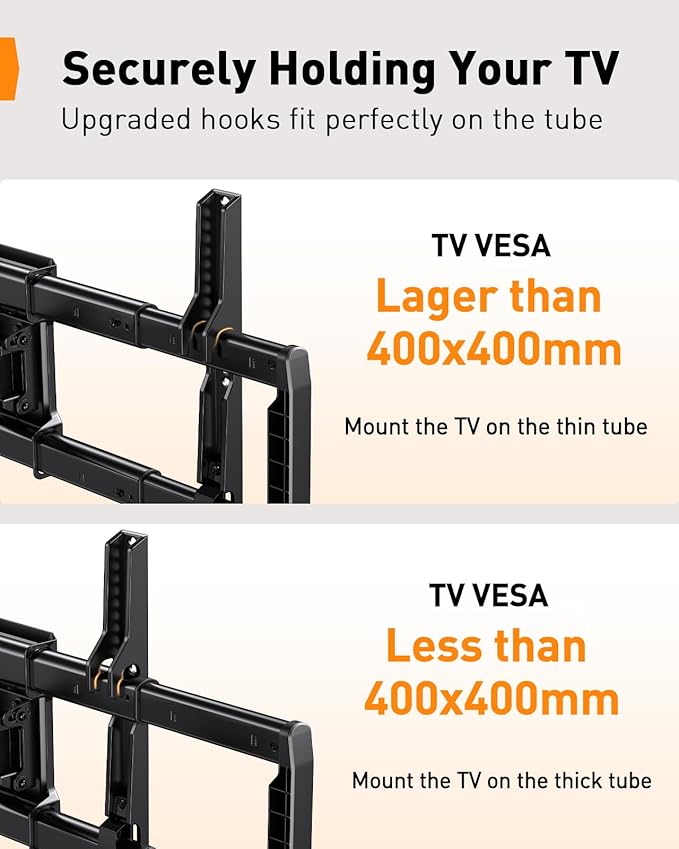 Perlegear Full Motion TV Wall Mount for 42–97 inch TVs up to 132 lbs, Preassembled and Telescopic Design for Easy Setup, Swivel, Tilt and Extension, Fits 16″/18″/24″ Wood Studs, Max VESA 600x400mm