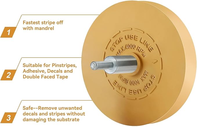 Decal Remover Eraser Wheel Rubber Eraser Wheel for Drill Removes Car Stripes Vinyl Tapes and Graphics Rubber Eraser Wheel Tool Kit for Cars, RV, Motorcycles Sticker Remover Tool 1 Pack