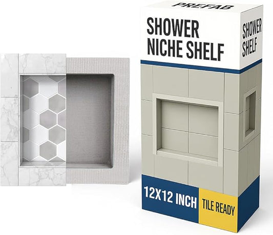 Houseables Shower Niche, Shower Niche Insert Tile Ready, 12x12 Inch, Recessed Bathroom Storage, in Wall Shelf, Cubby Inserts, Recessed Shampoo Caddy, Inset Shelves, Built in Nook, Soap Box, Prefab