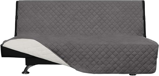 Easy-Going Futon Sofa Slipcover Reversible Sofa Cover Armless Futon Cover Furniture Protector Couch Cover Water Resistant Pets, Kids, Children, Dog, Cat (Futon, Gray/Ivory)