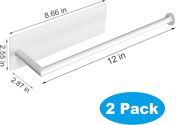 RedCall 2 Pack Magnetic Paper Towel Holder for Fridge,White Kitchen Towel Holder for Refrigerator/BBQ Grills/Griddles Toolbox/RV,Powerful Magnetic Towel Bar,Kitchen Bathroom Organizers and Storage