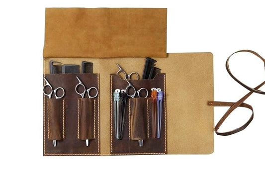 Full grain leather Hair Stylist Scissor Holder Pouch, leather barber roll case,shear case, leather hairdressing bag, hair stylist gifts, hair tool holder hair stylist tool bag,hair stylist travel case- FZ03-LHB05S