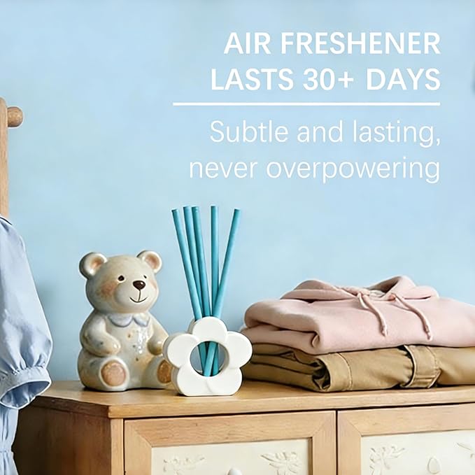 Non-Toxic Air Freshener Stix - Natural Essential Oils Infused, 30 Days Long-Lasting Freshness, 5 Pcs 6" Per Pack for Car Home Office，Ceramic Base not Included(Spring Water and Lotus)