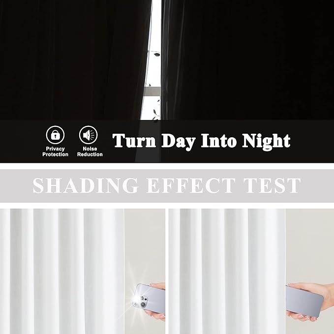 Vision Home White Pinch Pleated Full Blackout Curtains Thermal Insulated Window Curtains 72 inch for Living Room Bedroom Room Darkening Pinch Pleat Drapes with Hooks Back Tab 2 Panel 40" Wx72 L