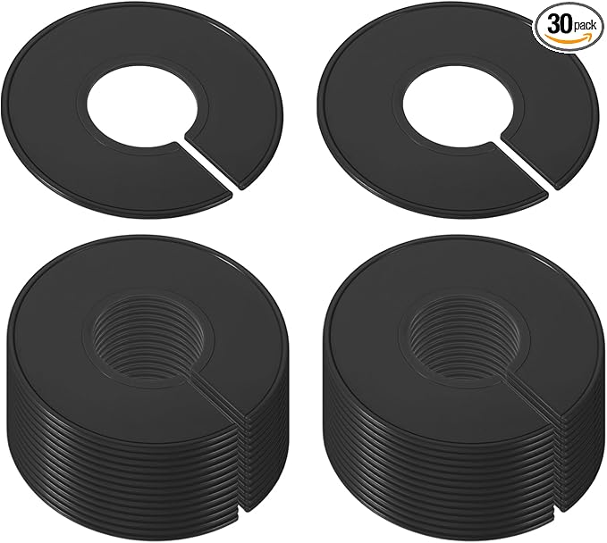 PATIKIL Clothes Dividers for Hanging Clothes, 30 Pack Closet Clothing Rack Size Dividers Blank Labels Sorting Round Separator for Closet, Black