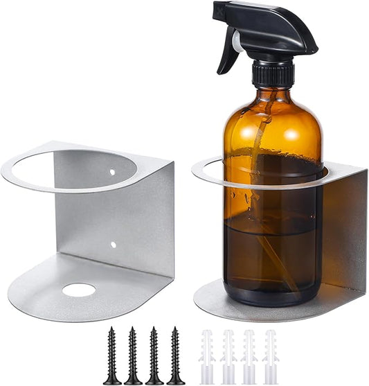 2 Pcs Spray Bottle Holder Wall Mount Bottle Organizer Spray Can Holder Organizer for Garage and Workspace Stainless Steel Easy Install Craft Workspace Paint Rack with Hardware (Gray)