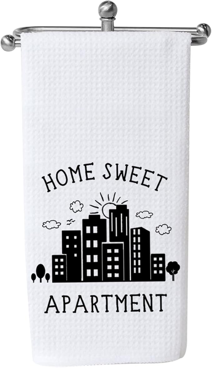WCGXKO Funny Dish Towel Home Sweet Apartment Kitchen Towel Sweet Housewarming Gift New Apartment Gifts Decor (Sweet Apartment)