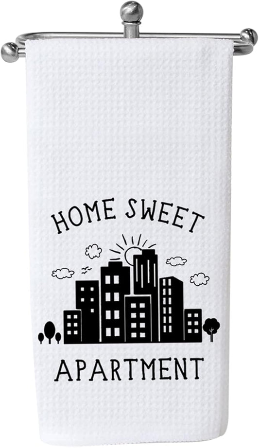 WCGXKO Funny Dish Towel Home Sweet Apartment Kitchen Towel Sweet Housewarming Gift New Apartment Gifts Decor (Sweet Apartment)
