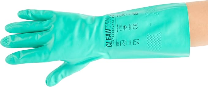 Nitrile Gloves 10 Count 15 mil Chemical Resistant Gloves Abrasion-Resistant Kitchen Cleaning Latex-Free Green