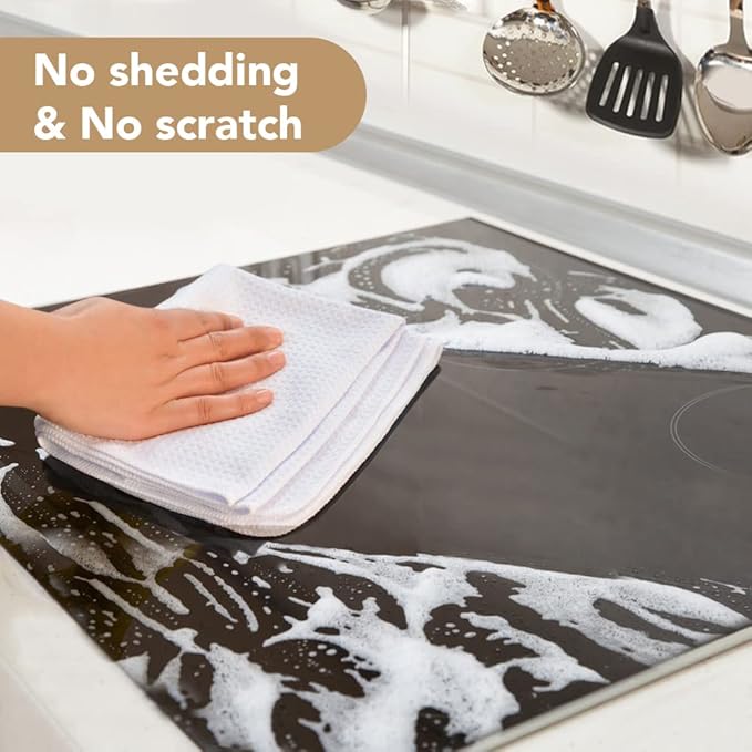 Microfiber Kitchen Towels Waffle Weave Kitchen Dish Towels Super Absorbent Soft Fast Drying Dish Cloths Reusable Cleaning Cloths Kitchen Hand Towels Tea Towels 12Pack White 16 Inch X 24 Inch