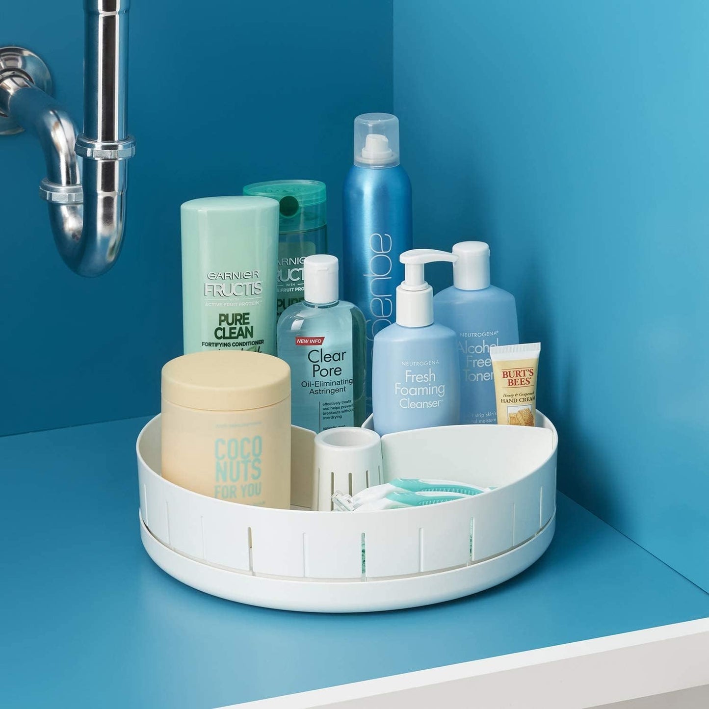 Under Sink Lazy Susan Organizer with Adjustable Dividers — Drill-Free 12" Turntable for Kitchen & Bathroom | Nestify