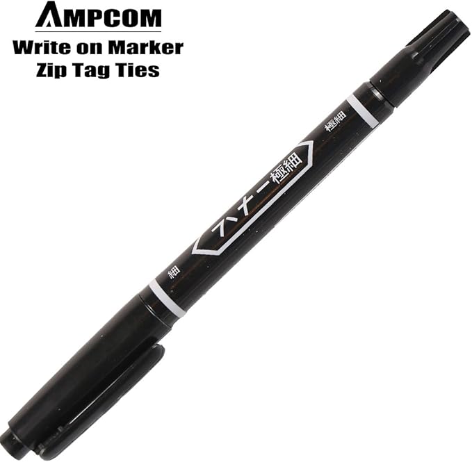AMPCOM Nylon Cable Zip Ties with Marker, Self-Locking Written-on Cable Mark Ties 4.72 in - 5 Colors/ 100PCS