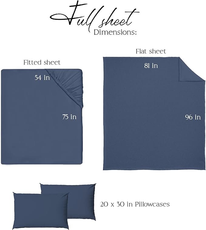 Northwest Ashford Home Essentials Bedding, 4 Piece Full Size Sheet Set, Estate Blue