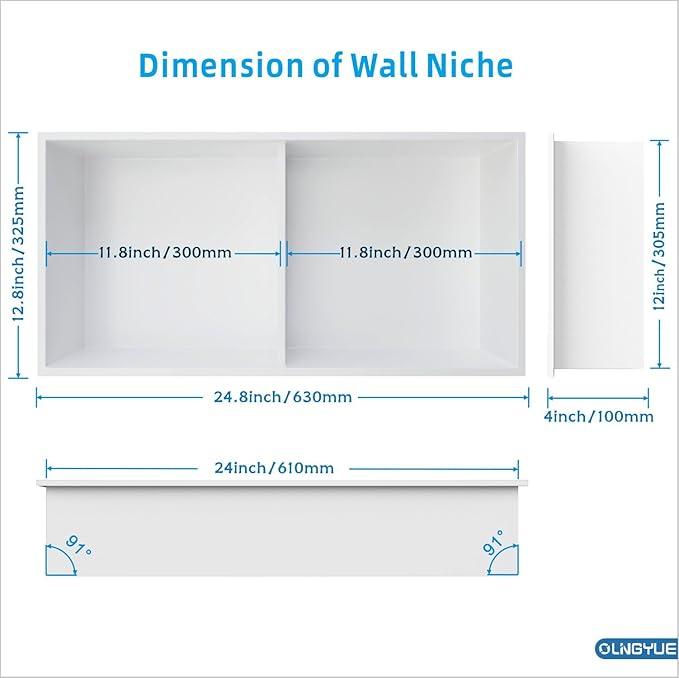 Bathroom Shower Niche Stainless Steel: No Tile Needed Double Layer - 12"x24" Recessed Wall Niches Shelves for House Decoration - Matte White