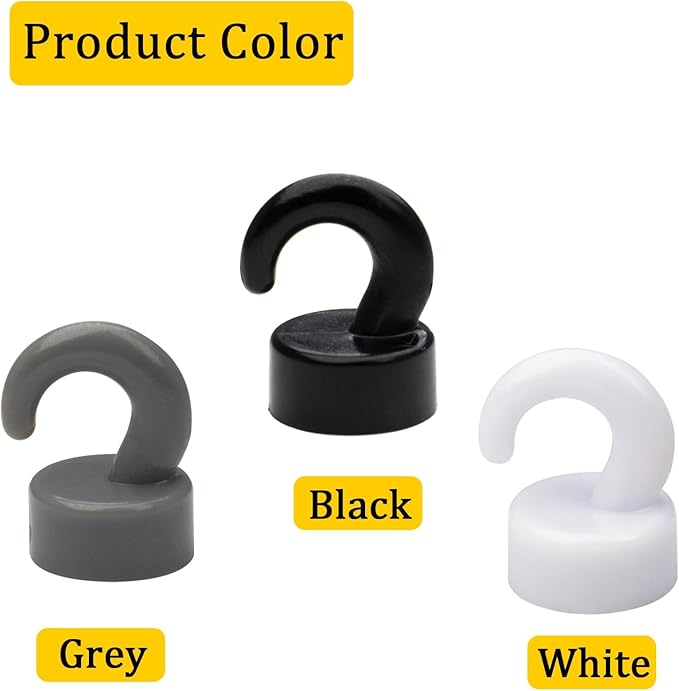 Small Magnetic Hooks for Refrigerator, Mini Magnetic Hooks for Cruise Cabins, Magnet Hook for Kitchen, Classroom, and Office - Pack of 10 (Black)