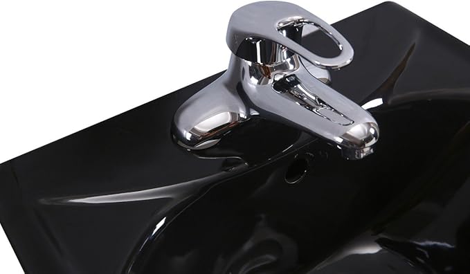Renovators Supply Manufacturing Ondine Black Pedestal Sink Small Vitreous China Space Saving Design 34" Height X 16" Wide