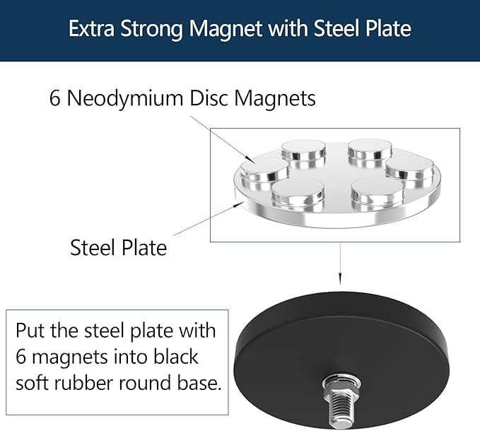 Super Strong Magnetic Hooks Heavy Duty, Magnetic Utility Hooks for Power Drill, Garden Tools, Hose, Straps, Steel Pegboard, Horse Trailer, Garage Magnetic Hooks Hanger Tool Holder(4pack)