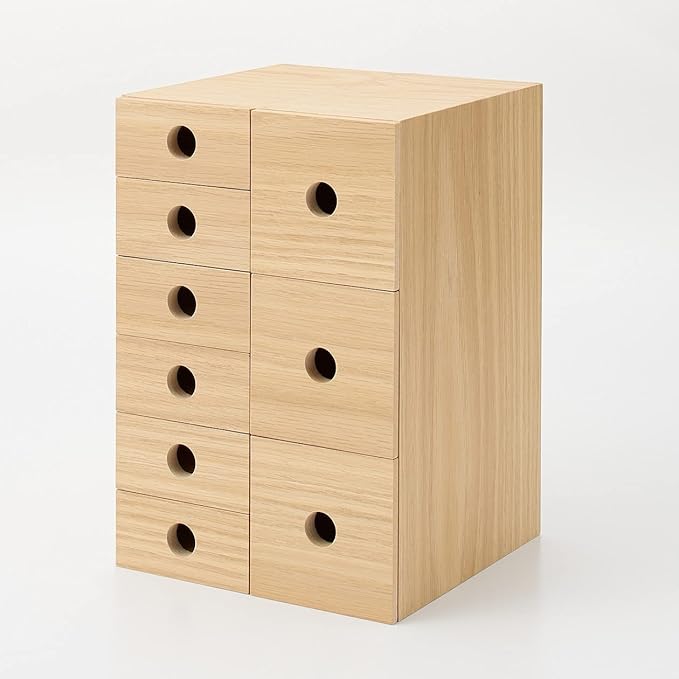 MUJI 82603323 Wooden Accessory Storage, 3 Tiers, Approx. Width 3.3 x Depth 6.7 x Height 9.9 inches (8.4 x 17 x 25.2 cm)