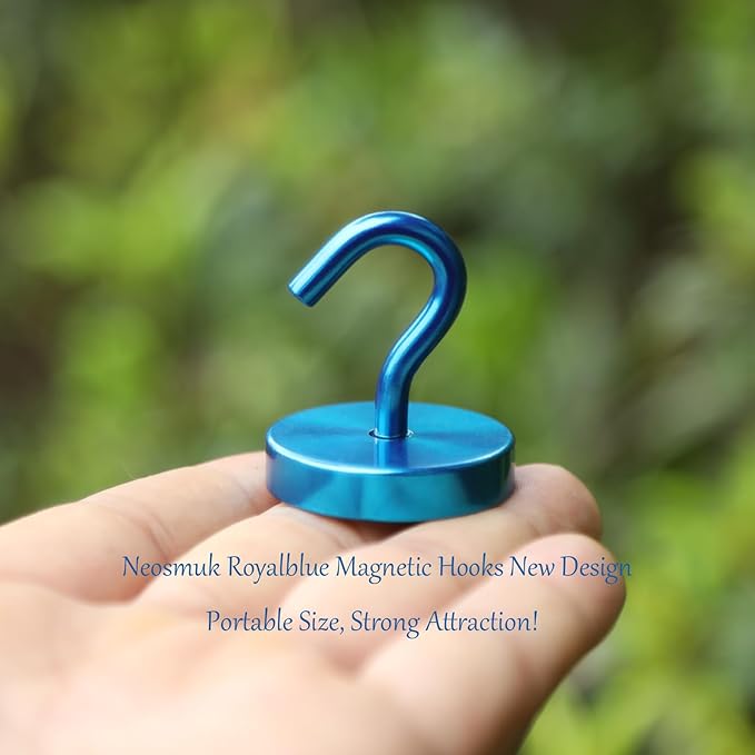 Neosmuk Magnetic Hooks, Cruise Ship Essentials, 120lb+ Heavy Duty Magnetic Hooks for Cruise Cabins, Refrigerator, Grill, Hanging, and Travel | Extra Strong Must-Haves Magnet Hook,RoyalBlue