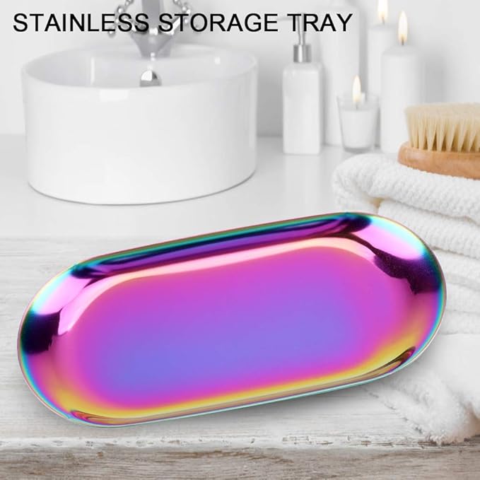 Rengue Nordic Style Stainless Steel Storage Tray, Soft Brass Finish, 9.1x3.7 Inches, Jewelry and Cosmetics Organizer for Home or Office Nordic Style Stainless Steel Storage Tray, Nan (S)