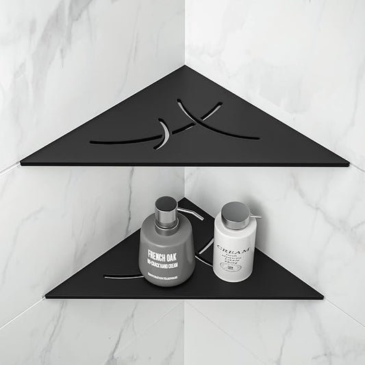 Corner Shower Shelf 10" Matte Black 304 Stainless Steel Heavy Duty Slot Design Recessed Corner Shelf Bathroom for Tiled Wall 2 Pack, No Drilling