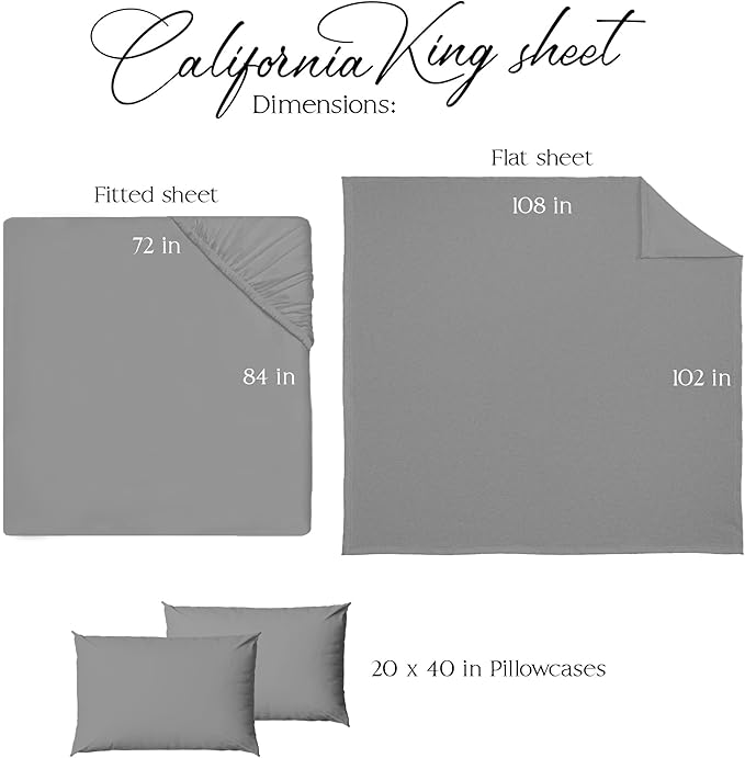 Northwest Ashford Home Essentials Bedding, 4 Piece California King Size Sheet Set, Glacier Gray