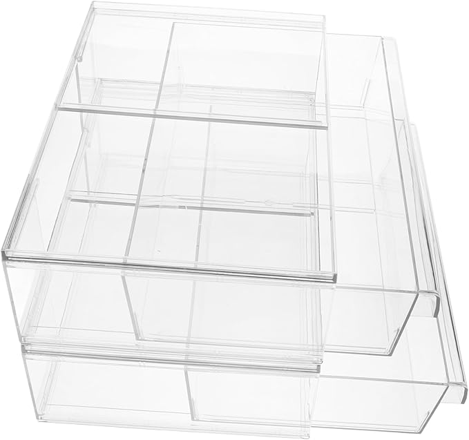 ABOOFAN 2Pcs Type Desk Organizer with Stackable Design Acrylic Makeup Storage Box for Efficient Desktop Bathroom Organization for Cosmetics and Accessories