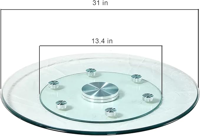 Glass Lazy Susan,30.99" Glass Lazy Susan for Dining Table Turntable Centerpiece with Swivel Assist System & Smooth Spin Round Tabletop Rotating Tray (30.99 in)