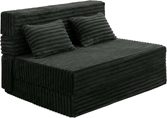 Folding Sofa Bed Twin, Convertible Sleeper Chair Loveseat with Pillow, High-Density Futon Chair Bed, Foldable Sofa Sleeper Floor Couch for Bedroom Living Dorm Guest Room, Charcoal Moss Grey
