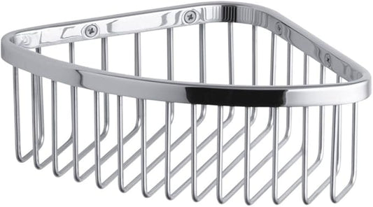KOHLER 1896-S Corner Shower Basket, Medium, Corrosion Resistant, Mounting Hardware Included, Durable, Polished Stainless Steel