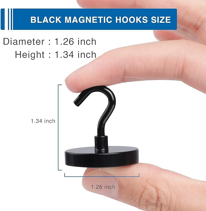 LOVIMAG Magnetic Hooks,120lbs Magnetic Hooks for Cruise Cabins, Cruise Essentials Must Haves for Travel, Strong Magnets with Hooks for Hanging, Heavy Duty Magnets with Epoxy Coating-12 Pcs