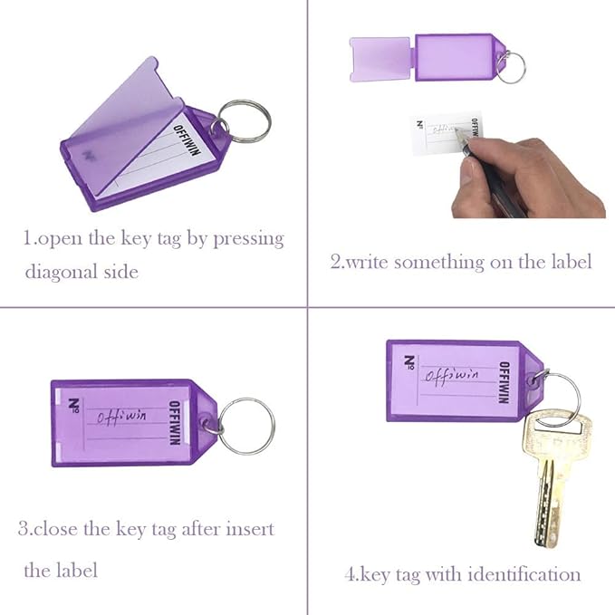 60 PCS PP Plastic Key Tags Identifier ID Labels with Split Ring Label Window, Assorted Colors for Home Offices Key Chains Bunches of Keys Pet ID Tags Luggage Tag USB Flash Drives Rental