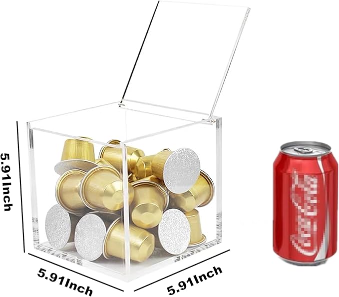 Large Acrylic Box Clear Jewelry Box with Hinged Lid, Transparent Keepsake Box for Storage Wedding Card, Trinkets, Photo and More, Cute Acrylic Box for Christmas