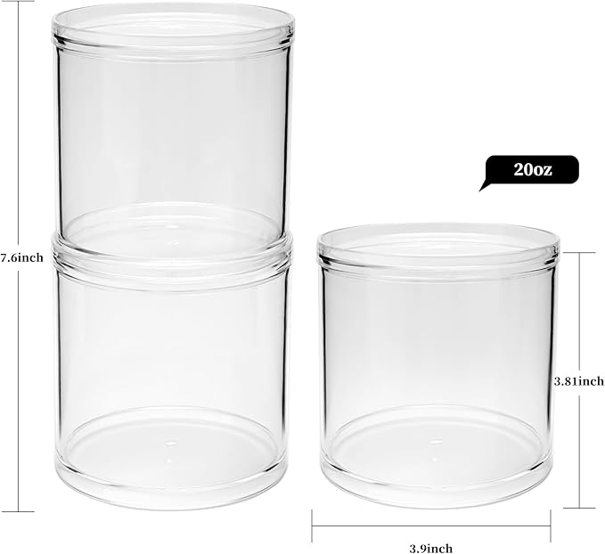 2Pack Stackable Clear Plastic Container - Round Vanity Storage Organizers with Lids for Hair Accessories & Beauty Supplies & Bathroom Container Set