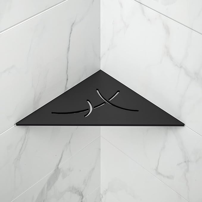 Corner Shower Shelf 10" Matte Black 304 Stainless Steel Heavy Duty Slot Design Recessed Corner Shelf Bathroom for Tiled Wall 2 Pack, No Drilling