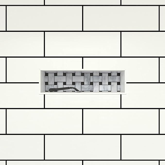 Tile Redi USA Niche Single Recessed Shower Shelf – Black, One Inner Shelf, 16-Inch Width x 6-Inch Height x 4-Inch Depth (RN166S-BI)