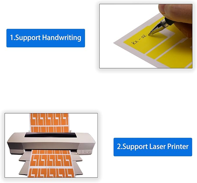 Mini Skater 240 Labels 8 Sheet Colorful Waterproof Cord Labels Tags Write on Stickers Tear Resistant Flexible Works Cord Identification Labels for Laser Printer (8 Sheet (240 Labels))