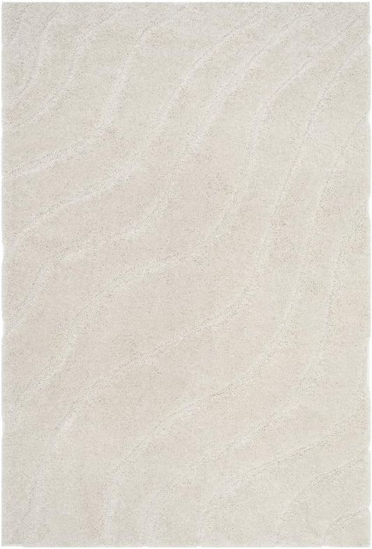 SAFAVIEH Florida Shag Collection Area Rug - 6'7" Square, Creme & Creme, Non-Shedding & Easy Care, 1.2-inch Thick Ideal for High Traffic Areas in Living Room, Bedroom (SG472-1111)