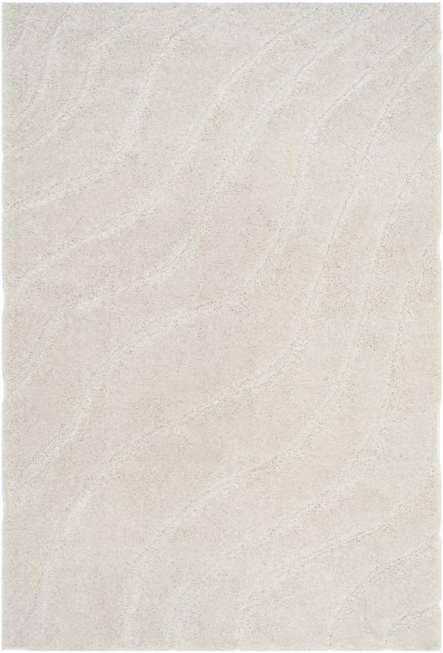 SAFAVIEH Florida Shag Collection Accent Rug - 3'3" x 5'3", Creme & Creme, Non-Shedding & Easy Care, 1.2-inch Thick Ideal for High Traffic Areas in Entryway, Living Room, Bedroom (SG472-1111)