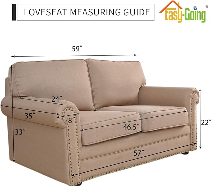 Easy-Going Stretch Loveseat Slipcover 1-Piece Sofa Cover Furniture Protector Couch Soft with Elastic Bottom for Kids Polyester Spandex Jacquard Fabric Small Checks (Loveseat, Brown)
